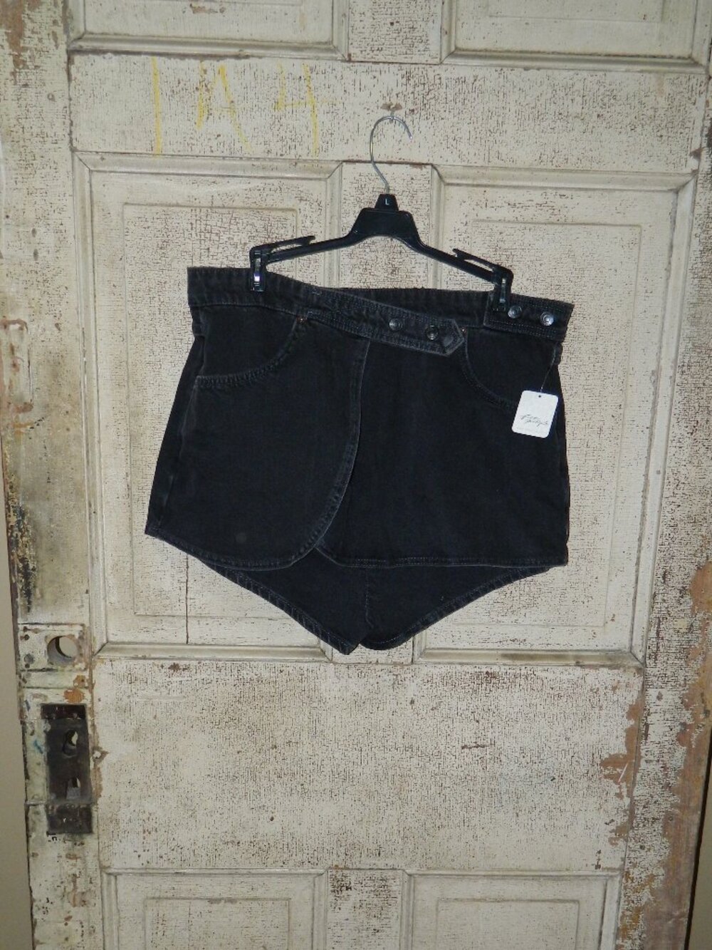 We The Free People Maxine Black Denim Skort Size 32 (AA-20)